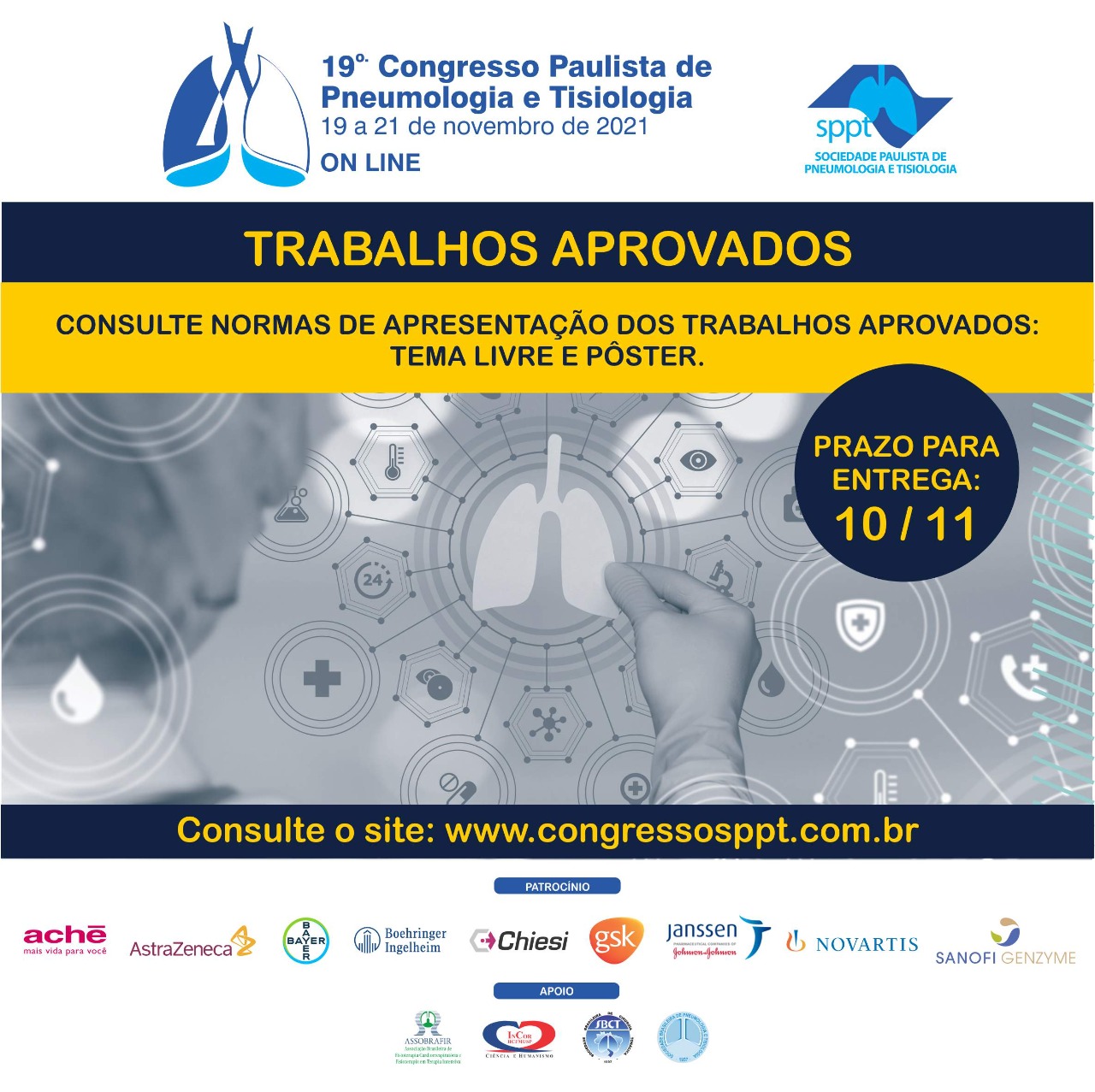 Leia mais sobre o artigo Trabalhos Aprovados! Prazo de Entrega Prorrogado! – 19º Congresso da SPPT