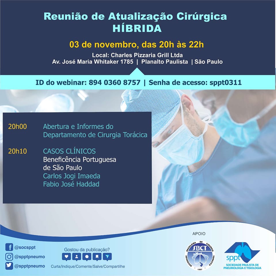 Você está visualizando atualmente Reunião de Atualização Cirúrgica (híbrida) via Zoom Meeting